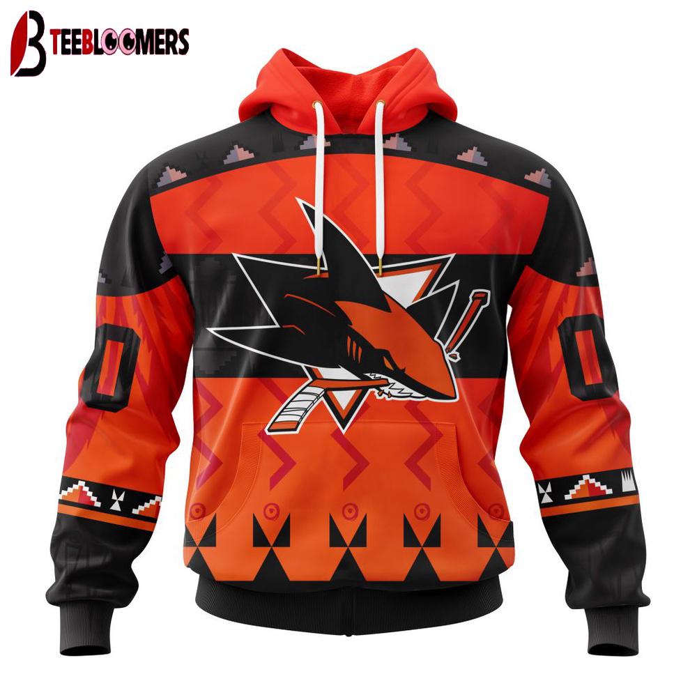 Custom Number NHL San Jose Sharks Special Orange National Day 3D Hoodie Shirt