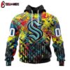 Custom Number NHL Seattle Kraken Autism Awareness 3D Hoodie Shirt