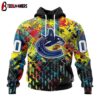 Custom Number NHL Vancouver Canucks Autism Awareness 3D Hoodie Shirt