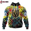 Custom Number NHL Vegas Golden Knights Autism Awareness 3D Hoodie Shirt