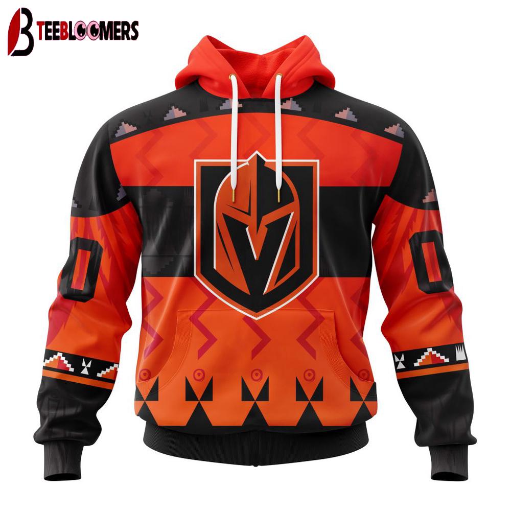Custom Number NHL Vegas Golden Knights Special Orange National Day 3D Hoodie Shirt