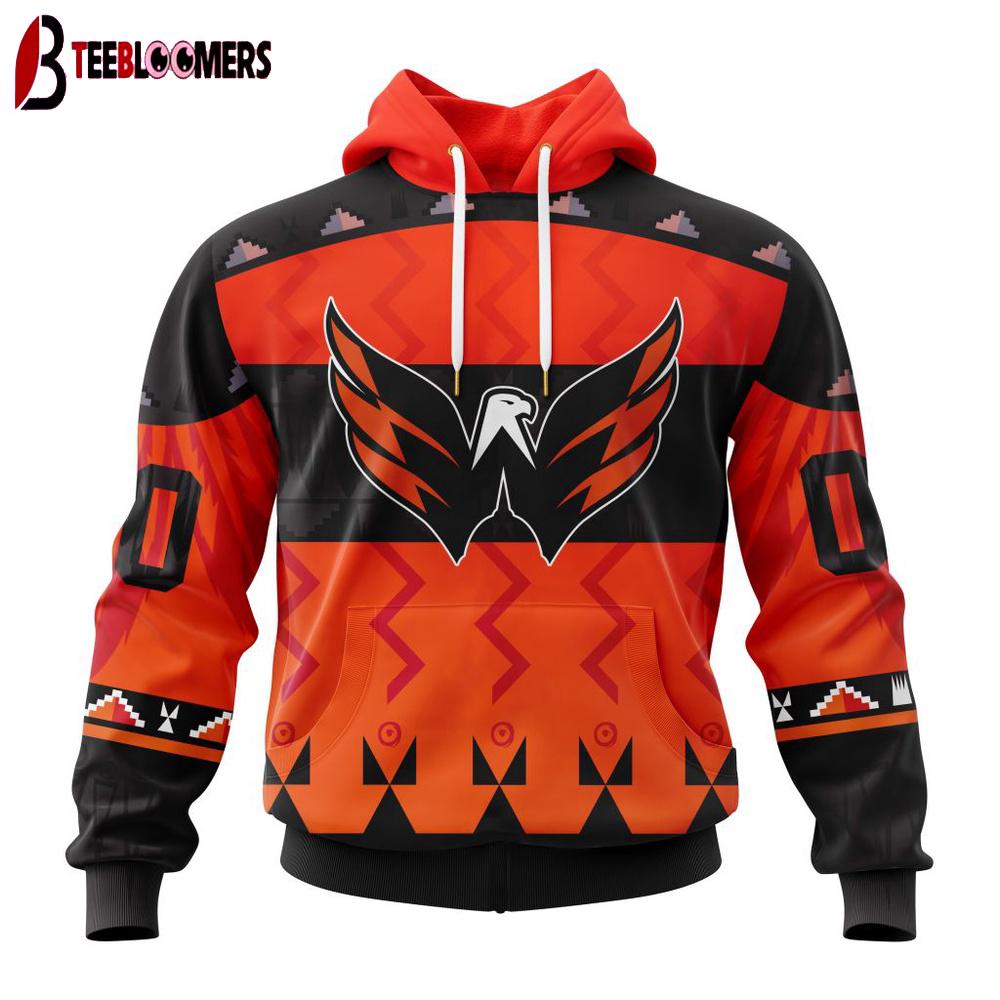 Custom Number NHL Washington Capitals Special Orange National Day 3D Hoodie Shirt