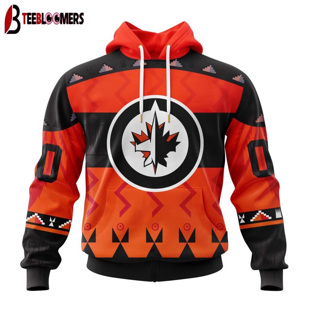 Custom Number NHL Winnipeg Jets Special Orange National Day 3D Hoodie Shirt