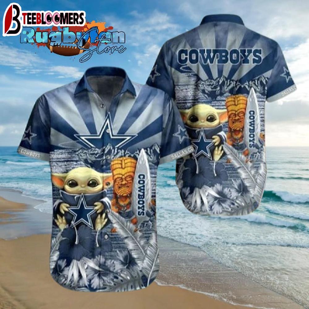 Dallas Cowboys Tropical Leave Baby Yoda Hawaiian Shirt