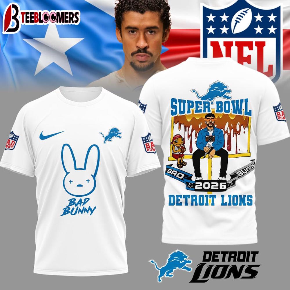 Detroit Lions NFL Bad Bunny Super Bowl 3D Shirt
