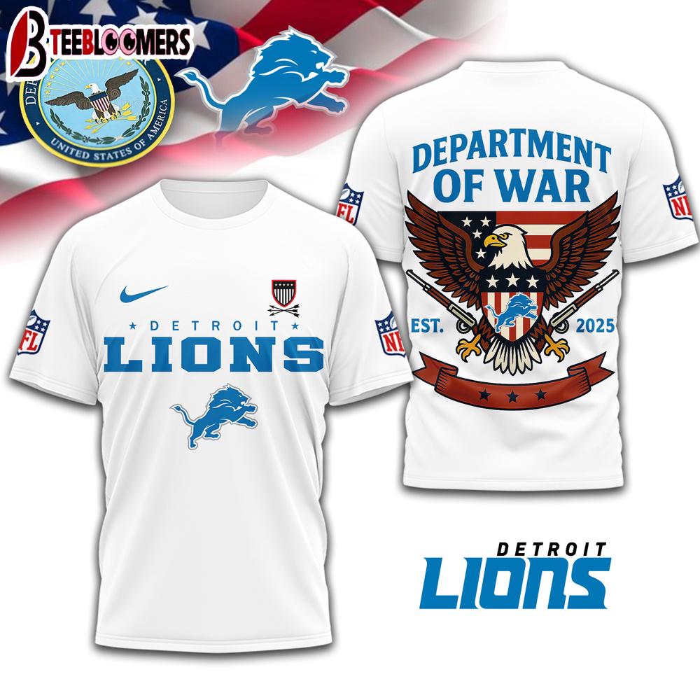 Detroit Lions NFL Department Of War 3D T-Shirt