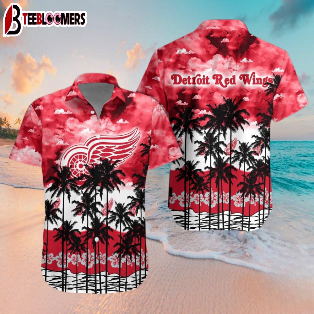 Detroit Red Wings Palm Sunset Summer Hawaiian Shirt