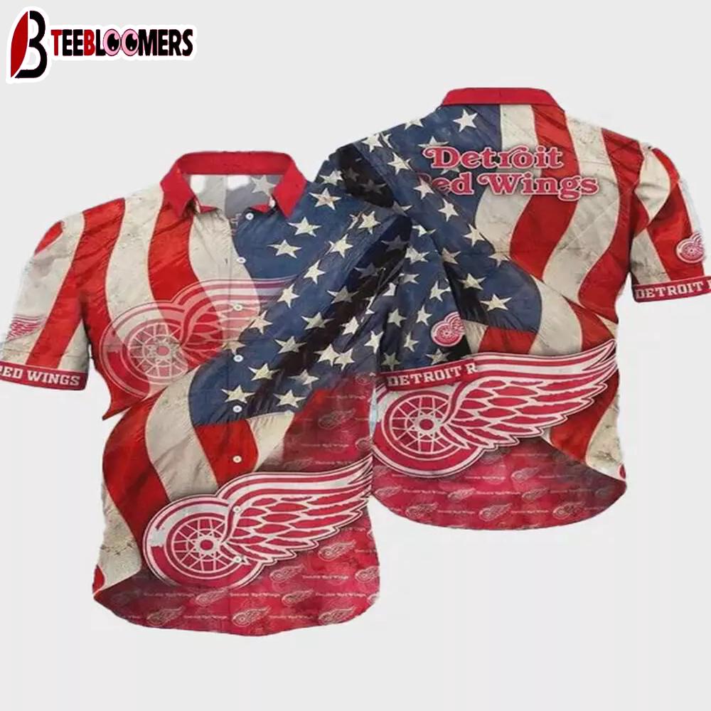 Detroit Red Wings Stars and Stripes Summer Hawaiian Shirt
