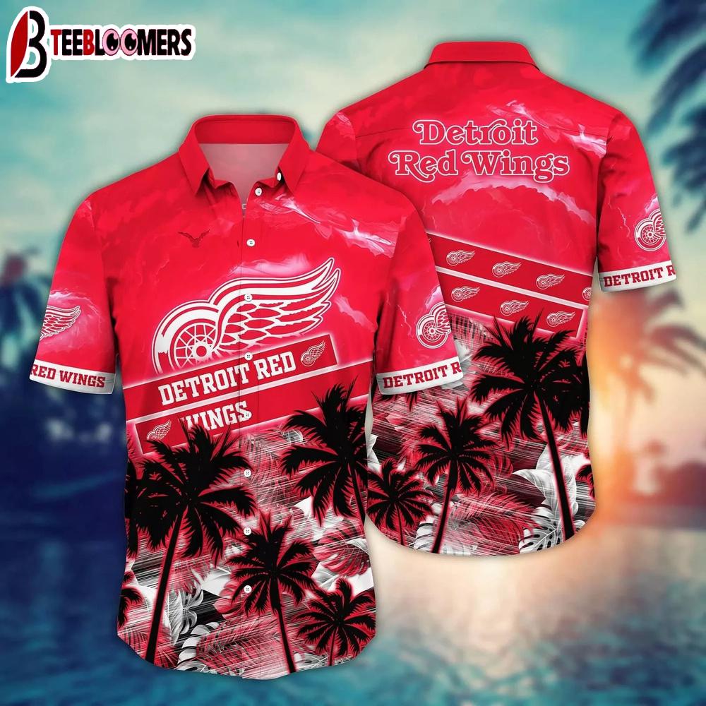 Detroit Red Wings Sunset Palms Summer Hawaiian Shirt