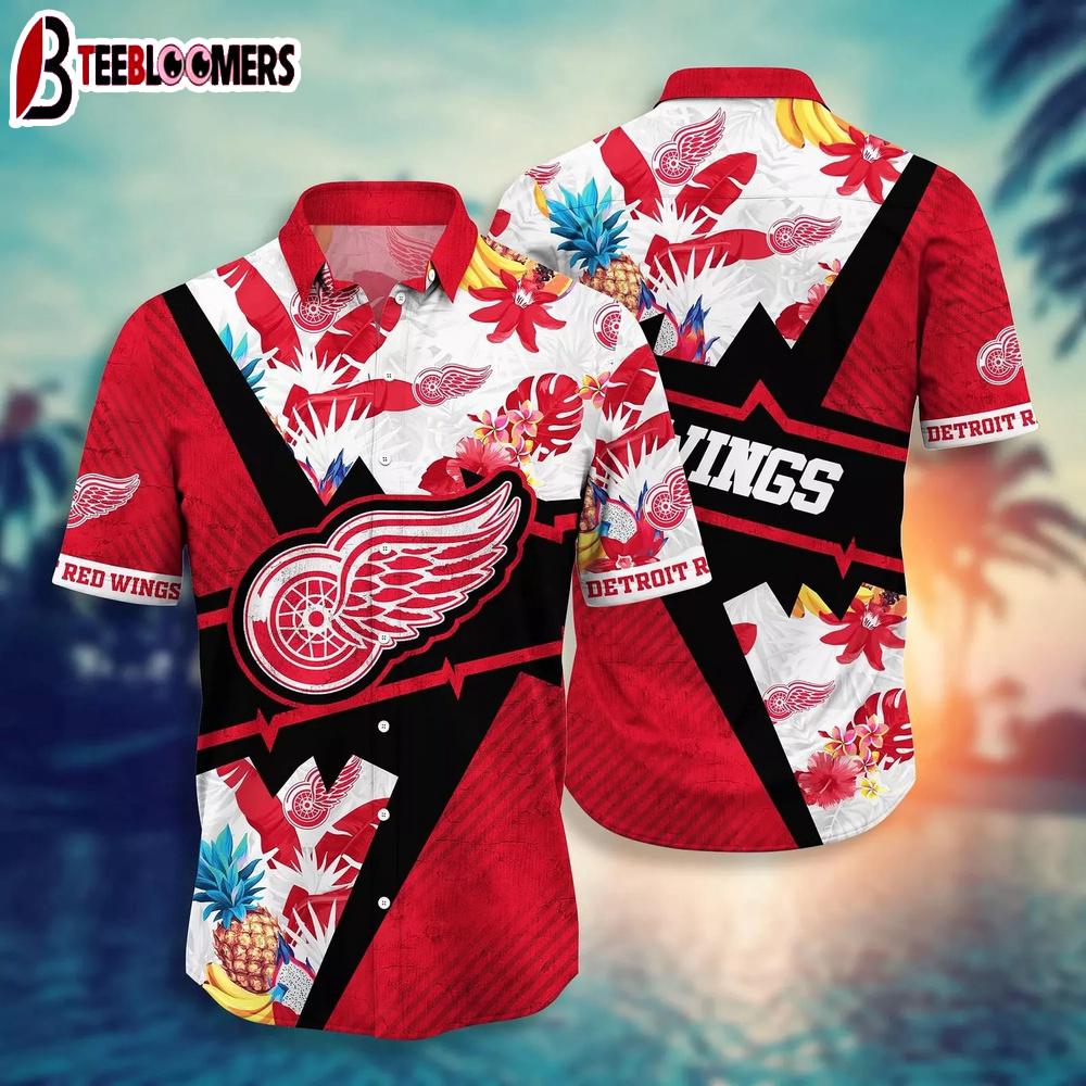 Detroit Red Wings Tropical Starburst Summer Hawaiian Shirt