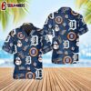 Detroit Tigers Blue Icon Collage Summer Hawaiian Shirt