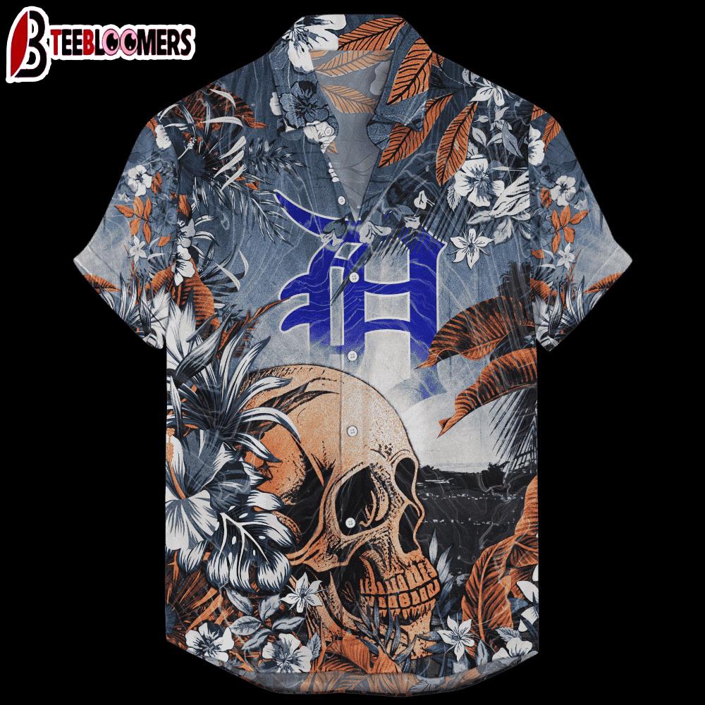 Detroit Tigers Coastal Skull Summer Hawaiian Shirt