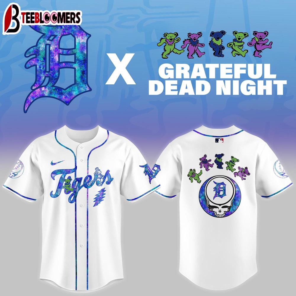 Detroit Tigers MLB x Grateful Dead Night Baseball Jersey Shirt