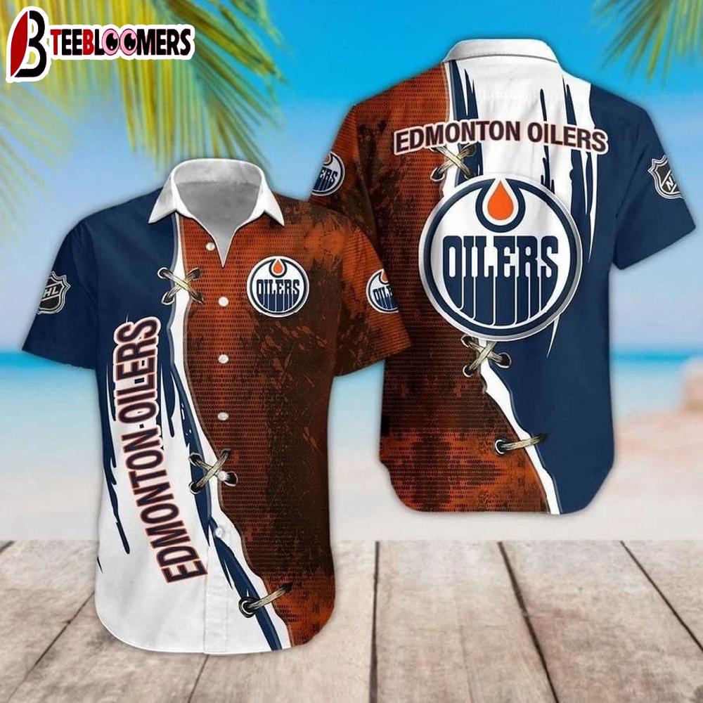 Edmonton Oilers Split Style Summer Hawaiian Shirt