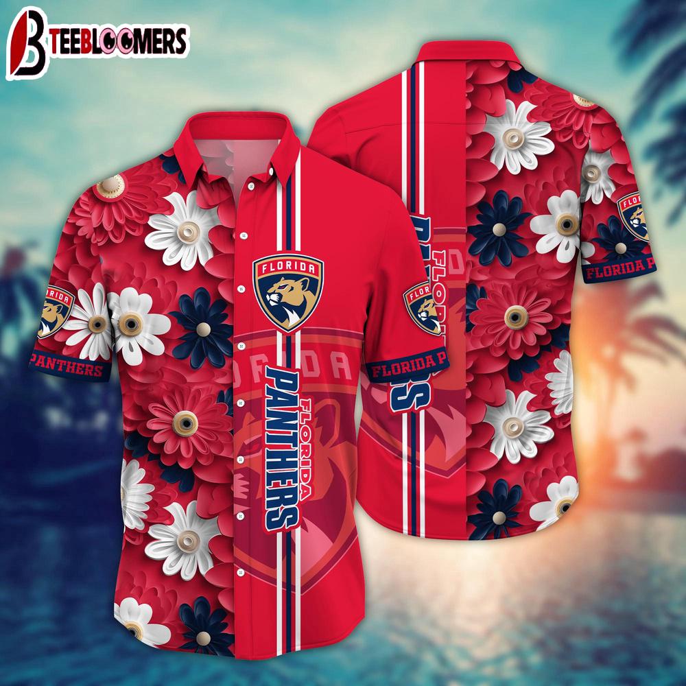 Florida Panthers Floral Stripe Summer Hawaiian Shirt