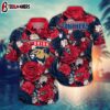 Florida Panthers Scarlet Bloom Summer Hawaiian Shirt
