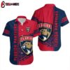 Florida Panthers Stripes and Shield Summer Hawaiian Shirt