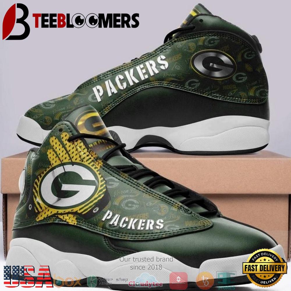 Green Bay Packer NFL Big Logo Football Team 4 Air Jordan 13 Sneaker Shoes - Gift For Fans