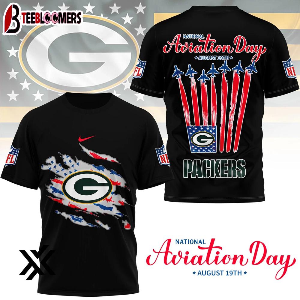 Green Bay Packers National Aviation Day 3D Shirt Gift For Fans
