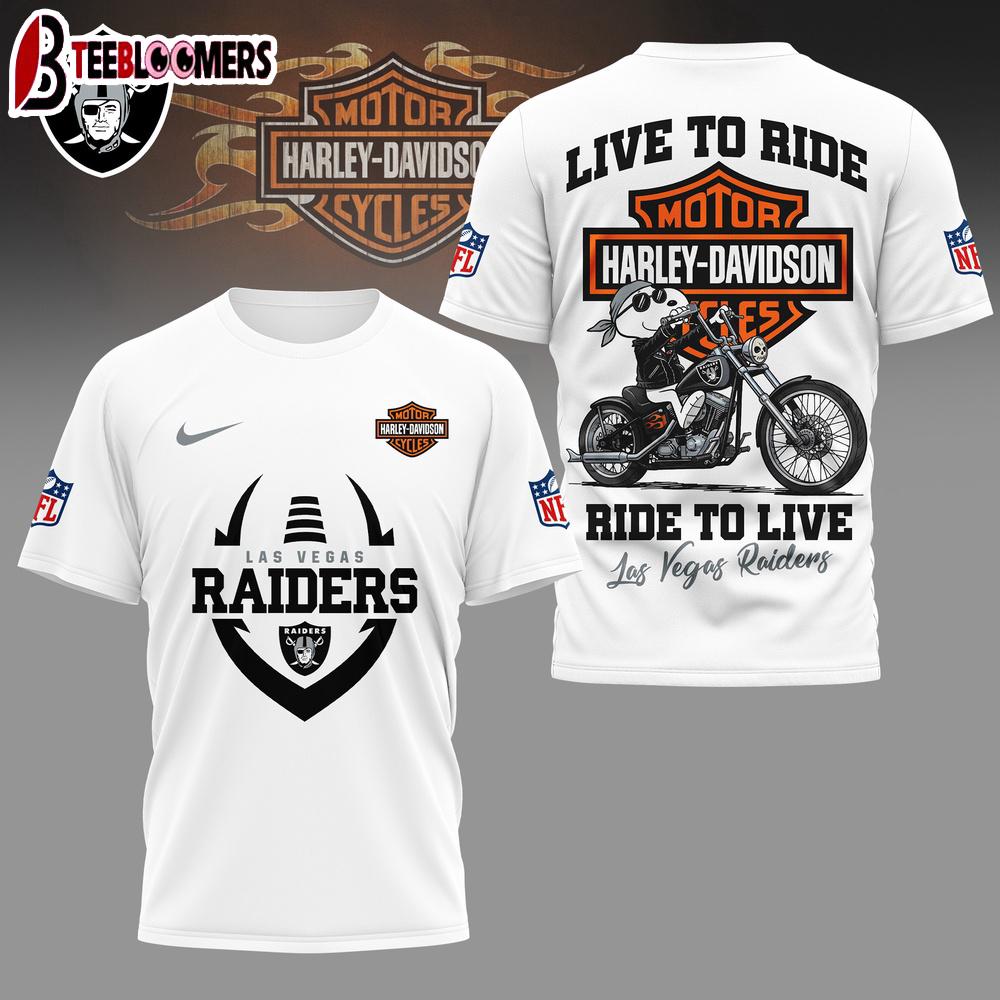 Las Vegas Raiders NFL Snoopy Harley Davidson 3D Shirt For Fans
