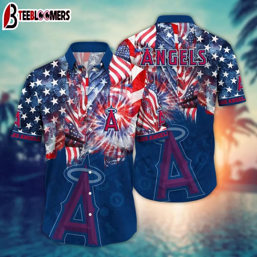 Los Angeles Angels Patriotic Fireworks Summer Hawaiian Shirt