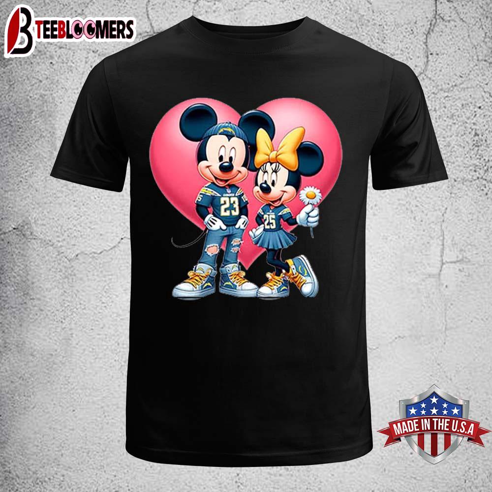 Los Angeles Chargers Mickey And Minnie Mouse Unisex T-Shirt