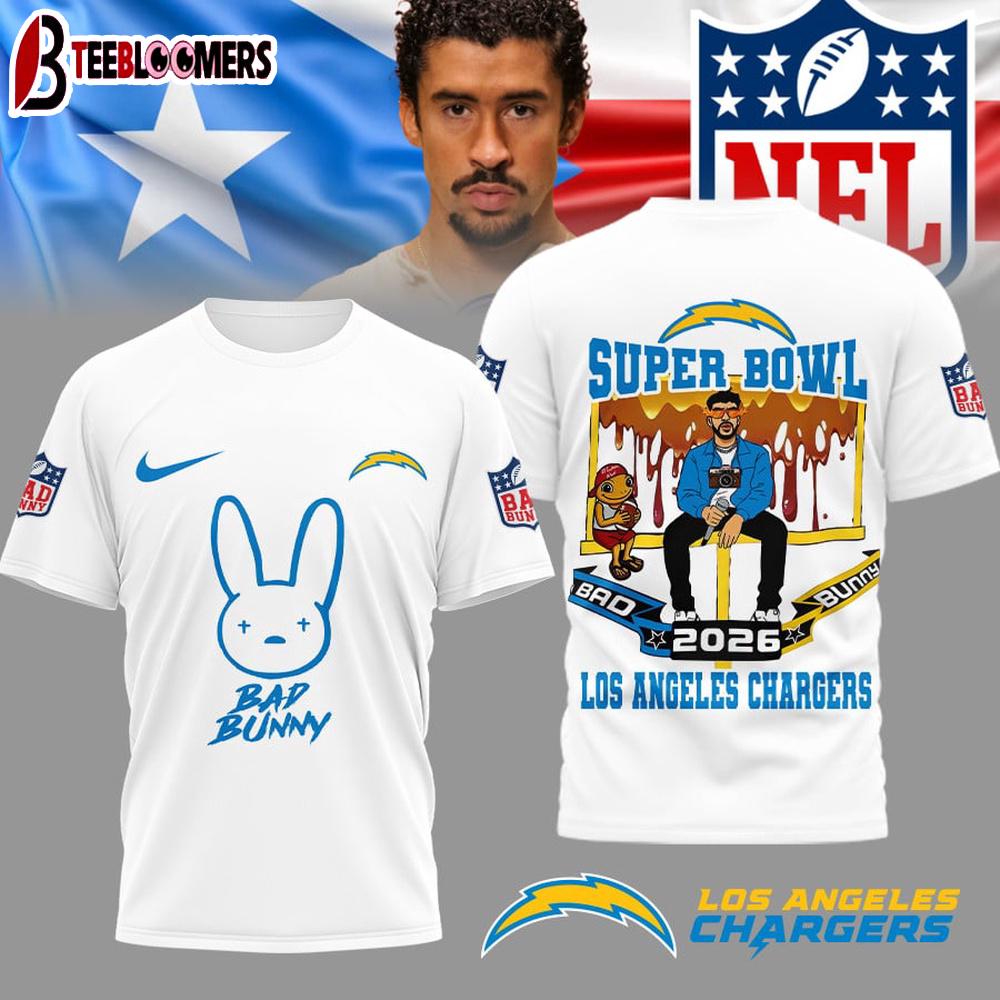 Los Angeles Chargers NFL Bad Bunny Super Bowl 3D Shirt