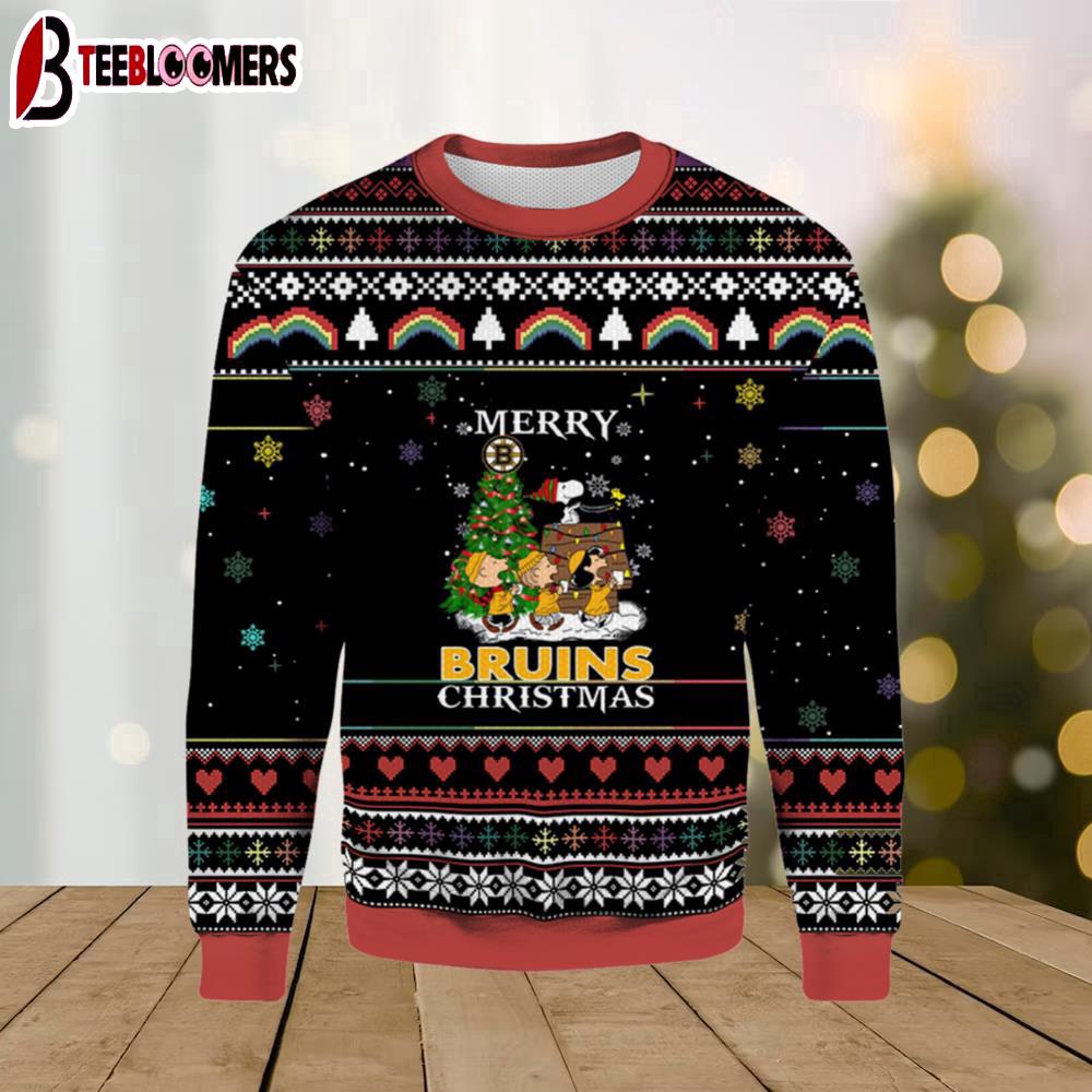 Merry Boston Bruins Christmas Snoopy Ugly Sweater