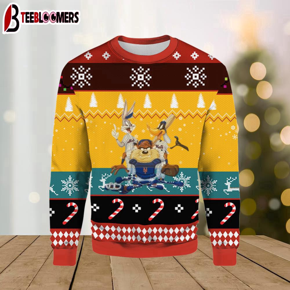 Mets Bugs Bunny Daffy Duck and Taz Ugly Sweater