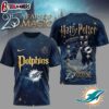 Miami Dolphins NFL Harry Potter 25 Years Of Magic 3D T-Shirt For Fans