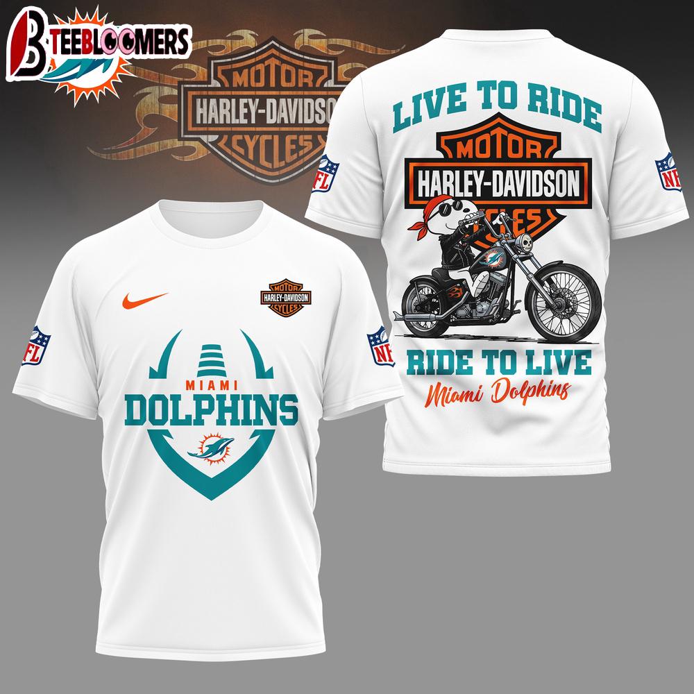 Miami Dolphins NFL Snoopy Harley Davidson 3D Shirt For Fans