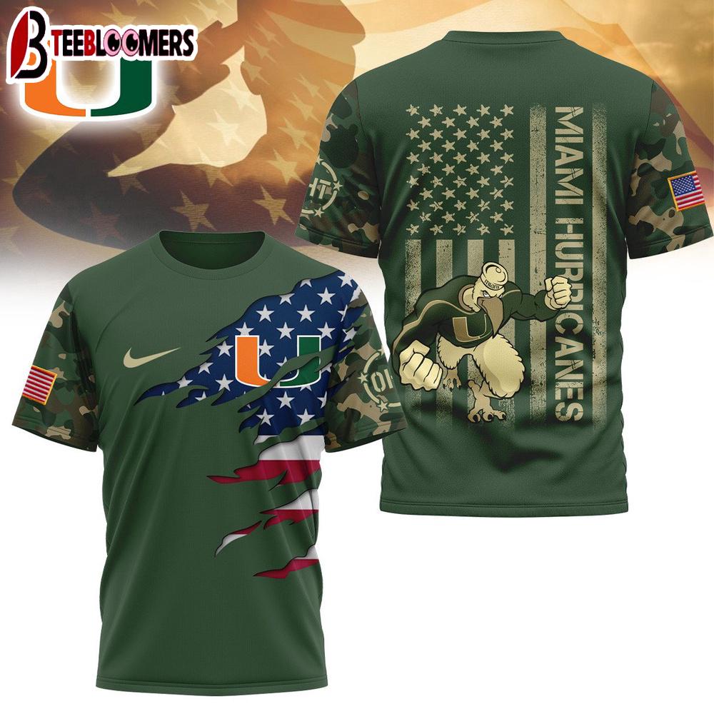 Miami Hurricanes NCAA Veteran 3D Shirt For Fans