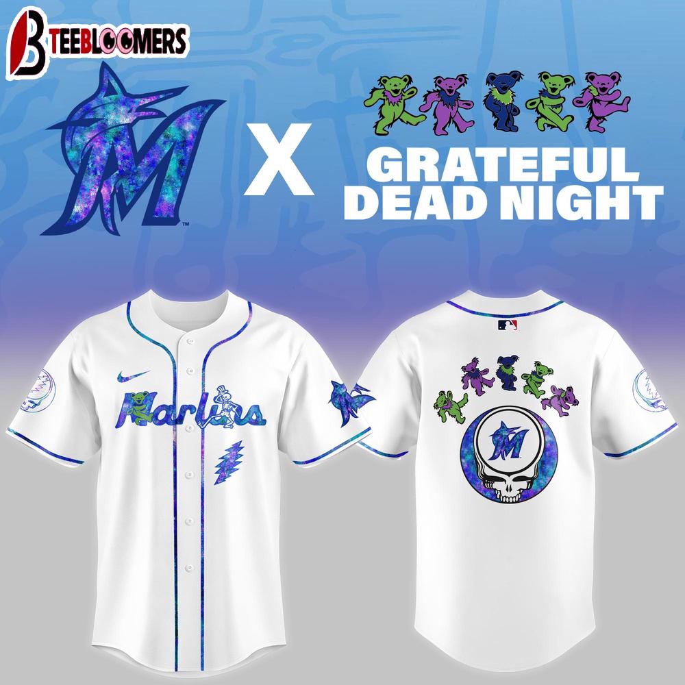 Miami Marlins MLB x Grateful Dead Night Baseball Jersey Shirt