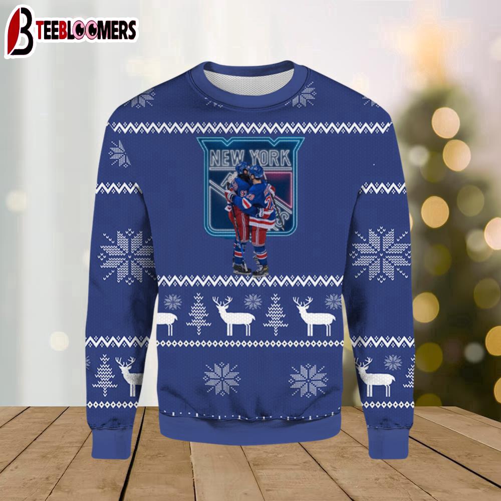 Mika Zibanejad and Chris Kreider Rangers Ugly Sweater