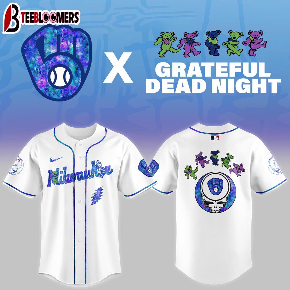 Milwaukee Brewers MLB x Grateful Dead Night Baseball Jersey Shirt