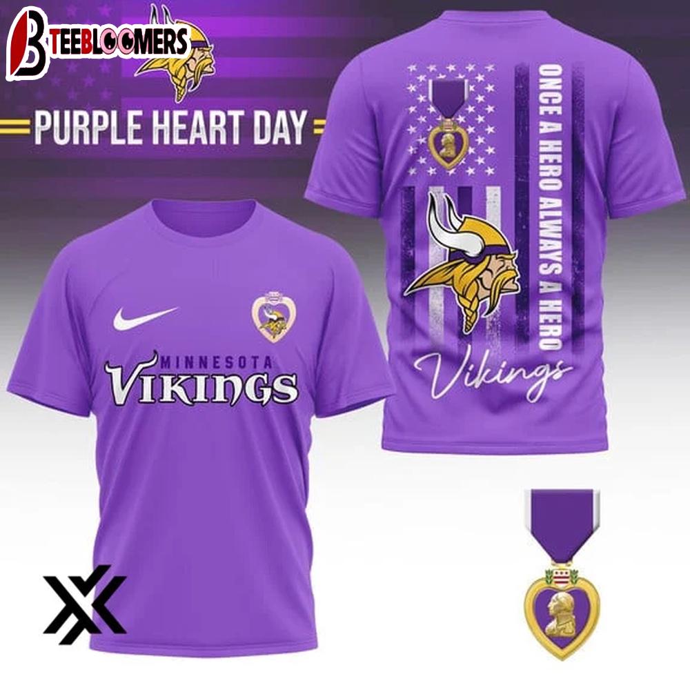 Minnesota Vikings National Purple Heart Day 3D Shirt Gift For Fans