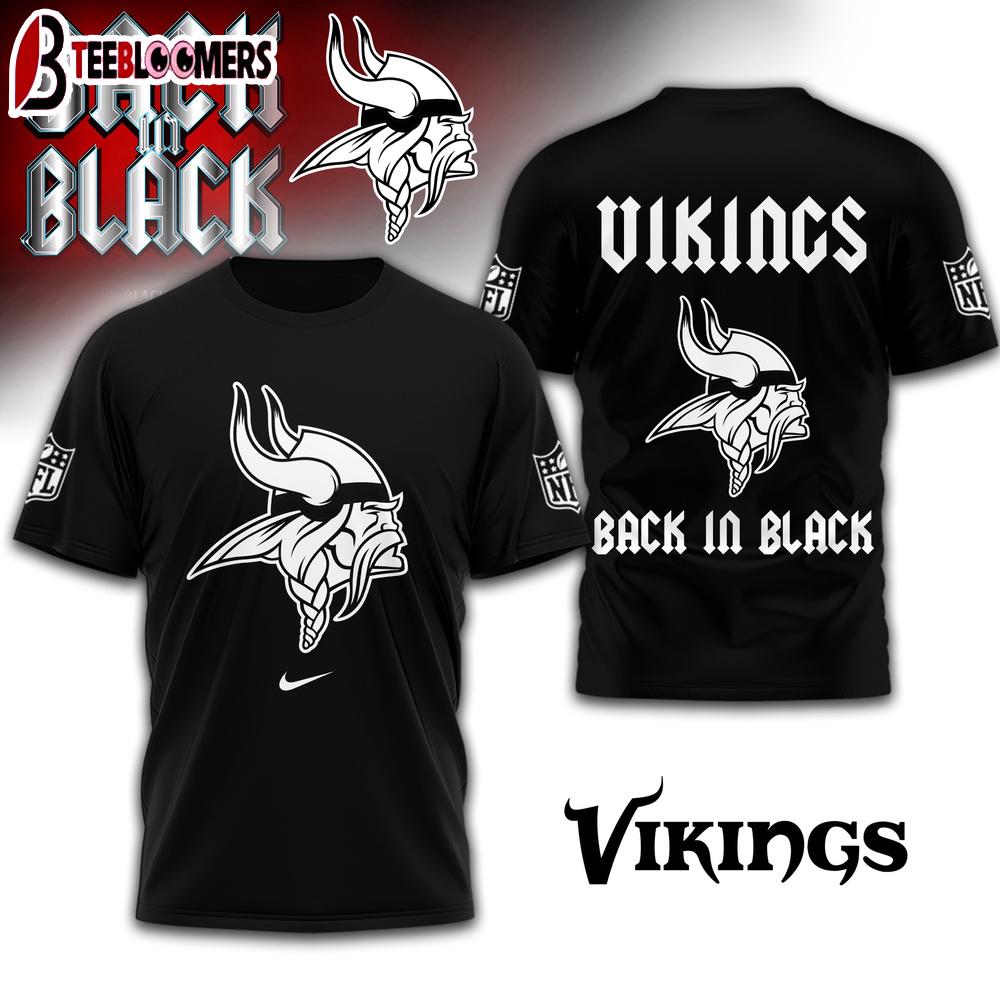 Minnesota Vikings NFL Back In Black 3D Shirt For Fans