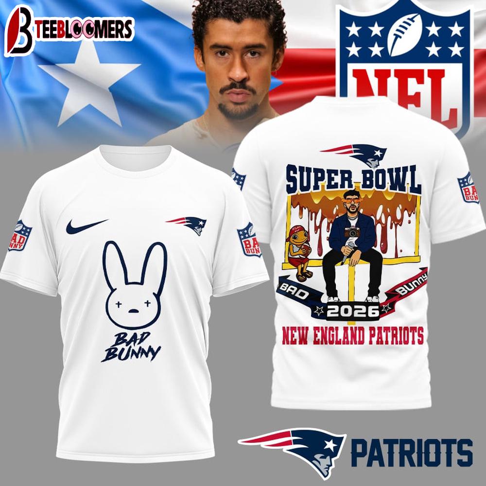 New England Patriots NFL Bad Bunny Super Bowl 3D Shirt