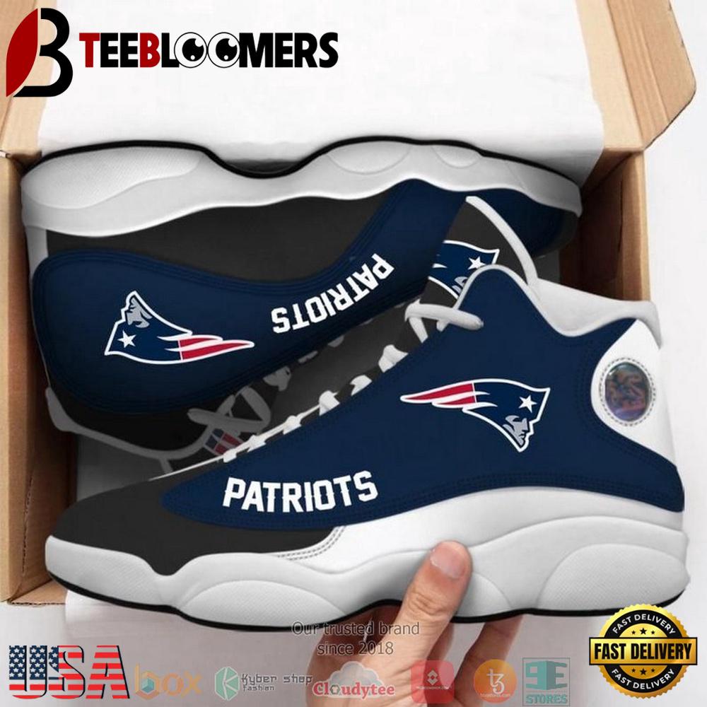 New England Patriots NFL Big Logo Football Team 5 Air Jordan 13 Sneaker Shoes - Gift For Fans