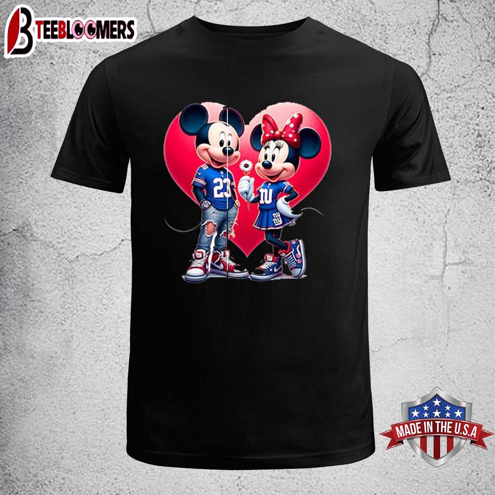 New York Giants Mickey And Minnie Mouse Unisex T-Shirt