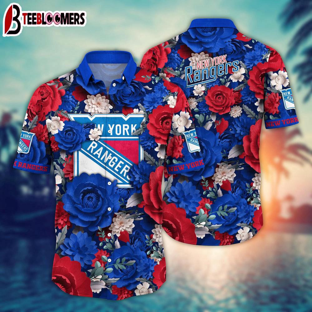 New York Rangers Bold Bloom Summer Hawaiian Shirt