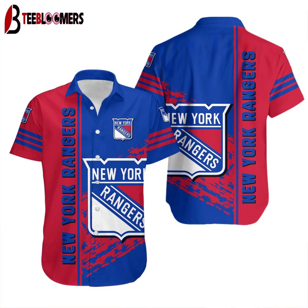 New York Rangers Bold Colorblock Summer Hawaiian Shirt