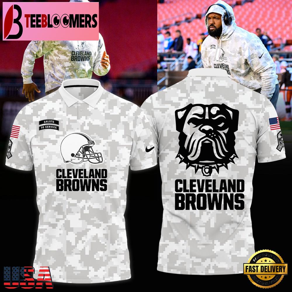NFL Cleveland Browns Camo 2024 Salute to Service Polo Shirt