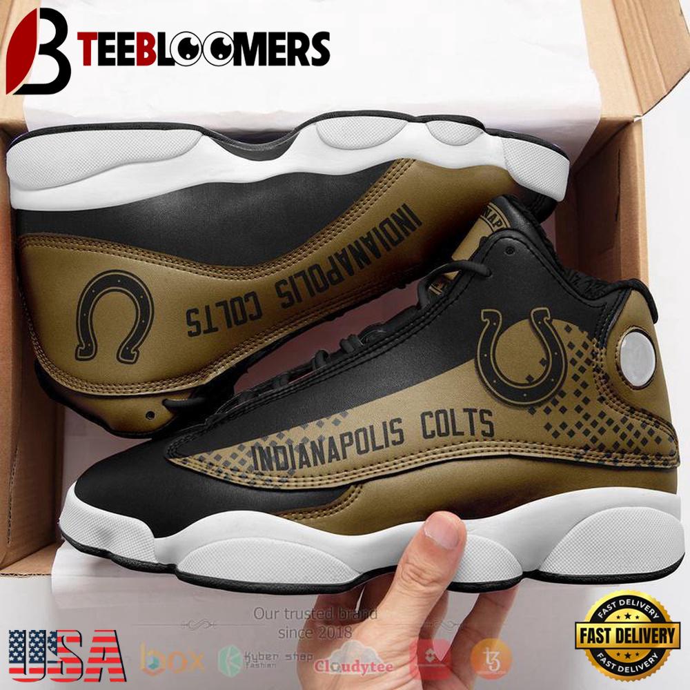 NFL Indianapolis Colts Black Brown Air Jordan 13 Shoes - Gift For Fans