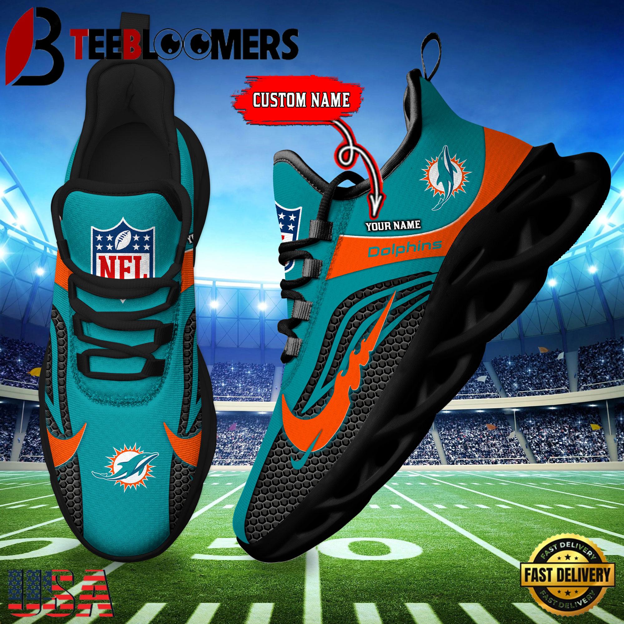 NFL Custom Name Miami Dolphins Football Team New Design Max Soul Shoes Sneaker , Running Shoes For Men Women NFL Custom Name Miami Dolphins Football Team New Design Max Soul Shoes Sneaker , Running Shoes For Men Women