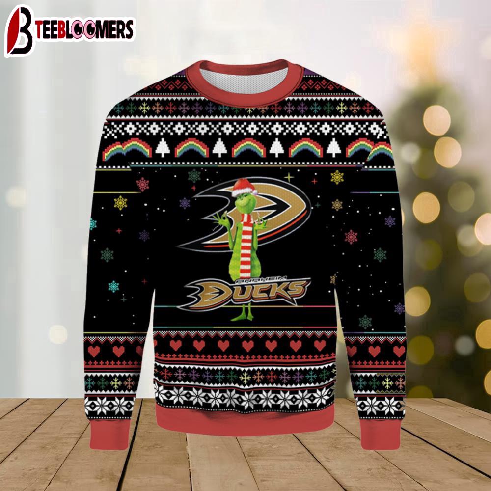 NHL Anaheim Ducks Funny Grinch Ugly Christmas Sweater