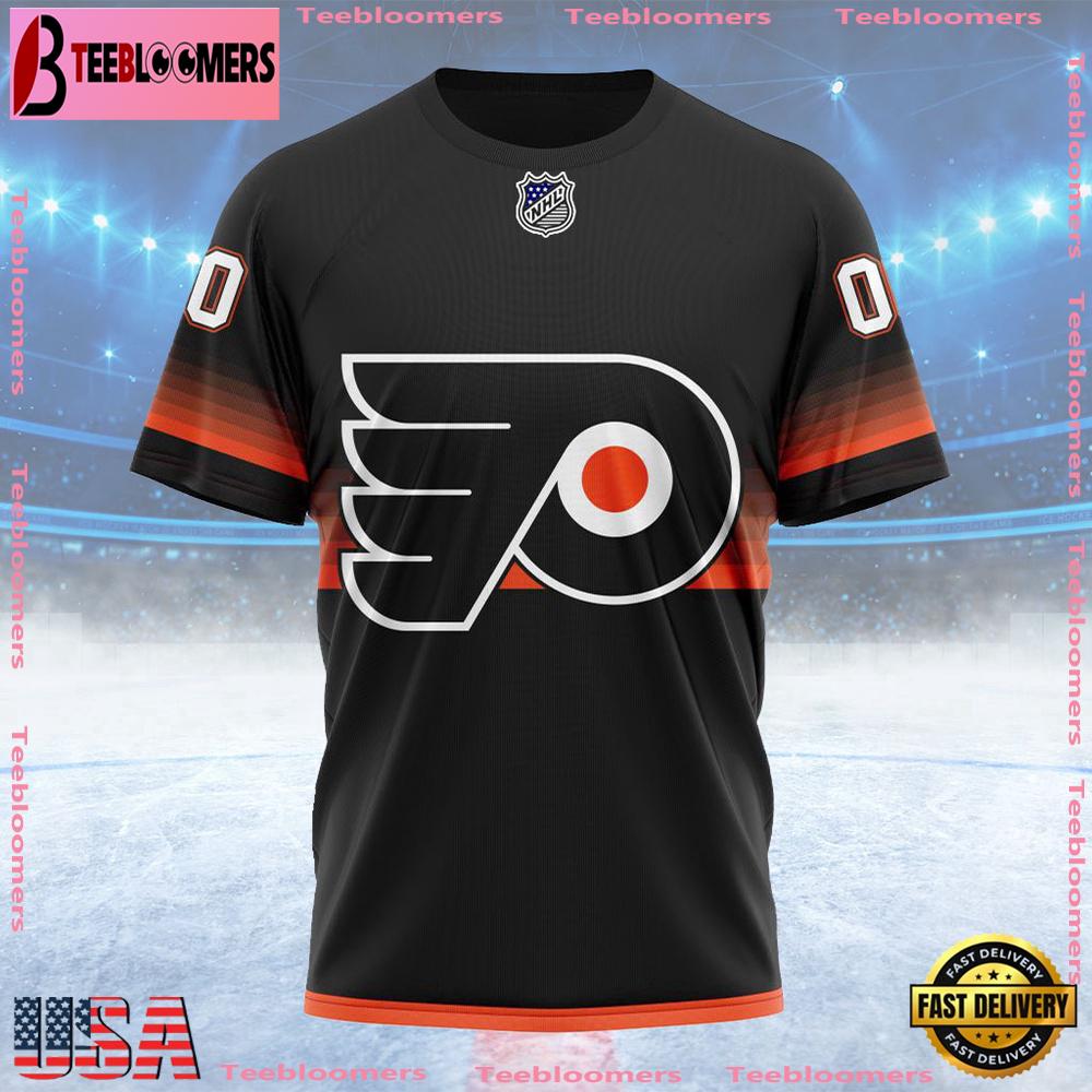 NHL Philadelphia Flyers Special Black And Gradient Design Custom T Shirt, Philadelphia Flyers Shirt