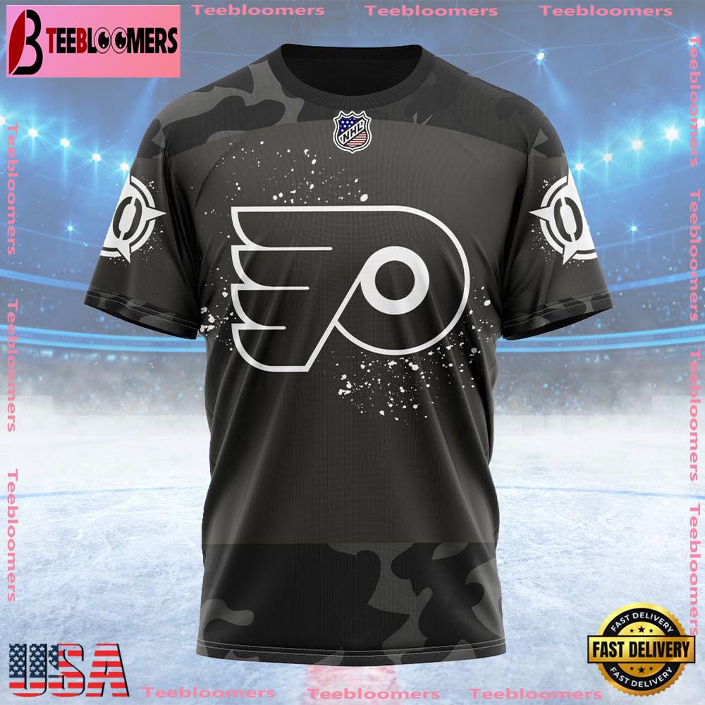 NHL Philadelphia Flyers Special Black Camo Design For Veterans Day Custom T Shirt, Philadelphia Flyers Shirt