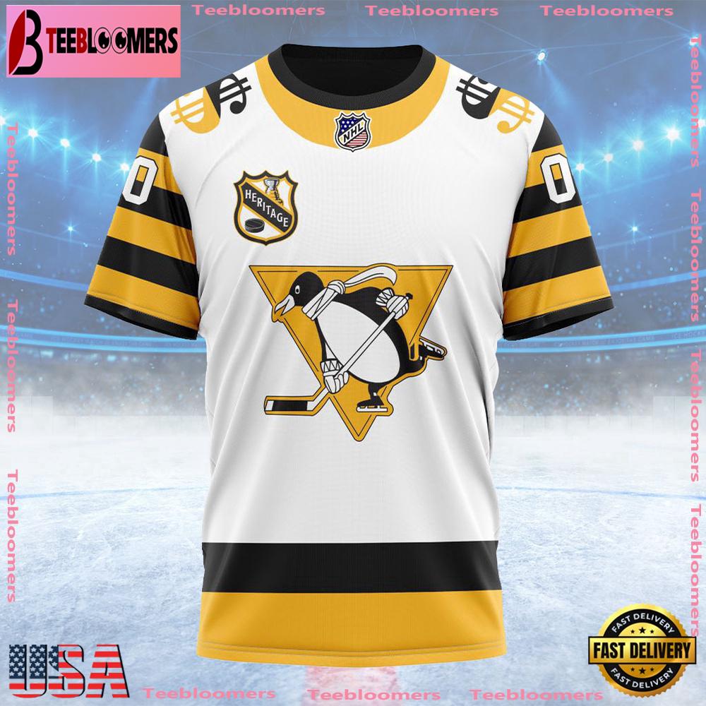 NHL Pittsburgh Penguins Personalized Heritage Design Custom T Shirt, Pittsburgh Penguins Shirt