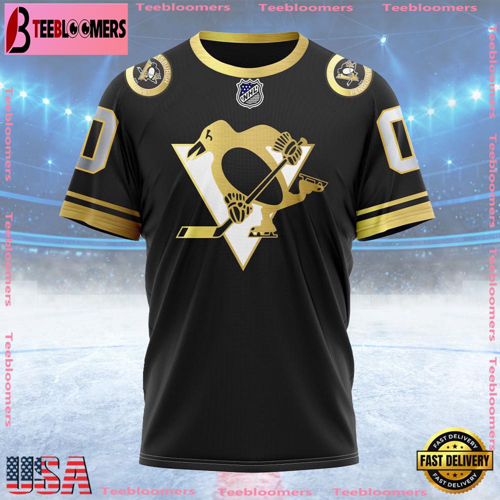 NHL Pittsburgh Penguins Special Black And Gold Design Custom T Shirt, Pittsburgh Penguins Shirt